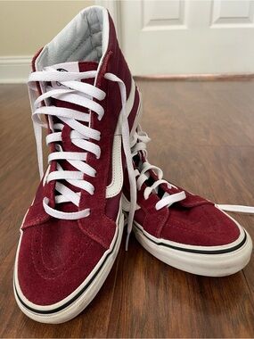 Vans Sk8 Hi Burgundy Suede Canvas Sneakers Women’s Size 10 Classic High Top